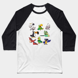 Cartoon Tropical Birds Baseball T-Shirt